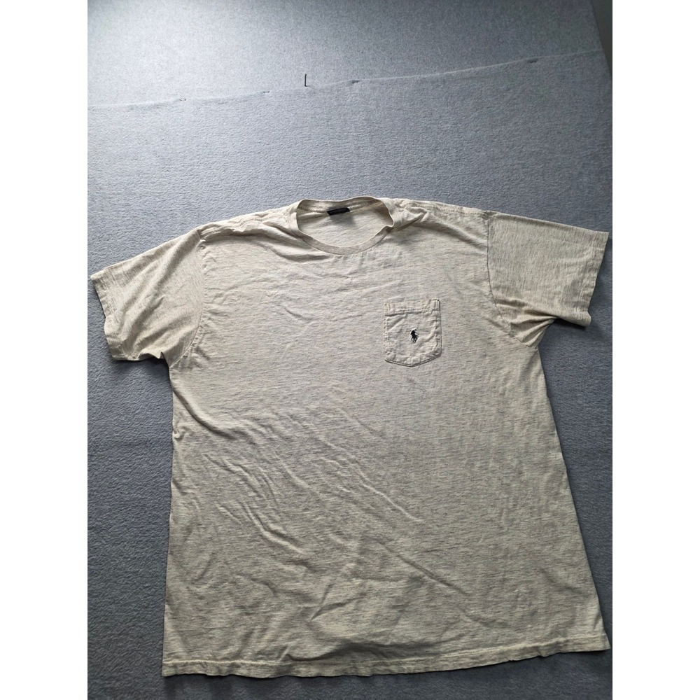 Polo Ralph Lauren Vintage Made in USA Oatmeal Heather Pocket T-Shirt Mens XL